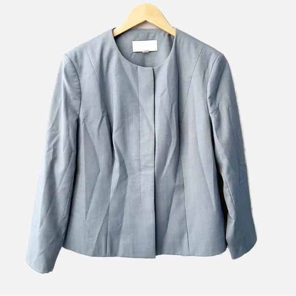 Hugo Boss 100% Virgin Wool Blue Jomana Minidessin Blazer Size 12 - Picture 1 of 6